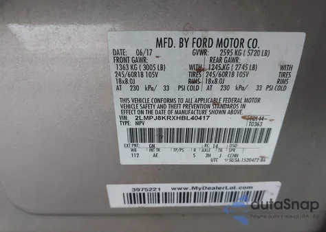 2017 Lincoln Mkx Select from USA, damaged, VIN 2LMPJ8KRXHBL40417